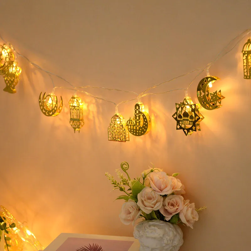 

1.65M 10LED Eid Mubarak Moon Star LED String Lights Ramadan Decoration Fairy Lamp Garland For Islamic Muslim Party Home DIY Deco