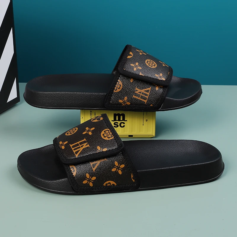 Men\'s summer slippers for outdoor wear, cool slippers, one line slippers, Korean version beach shoes, anti slip fashion, outdoor