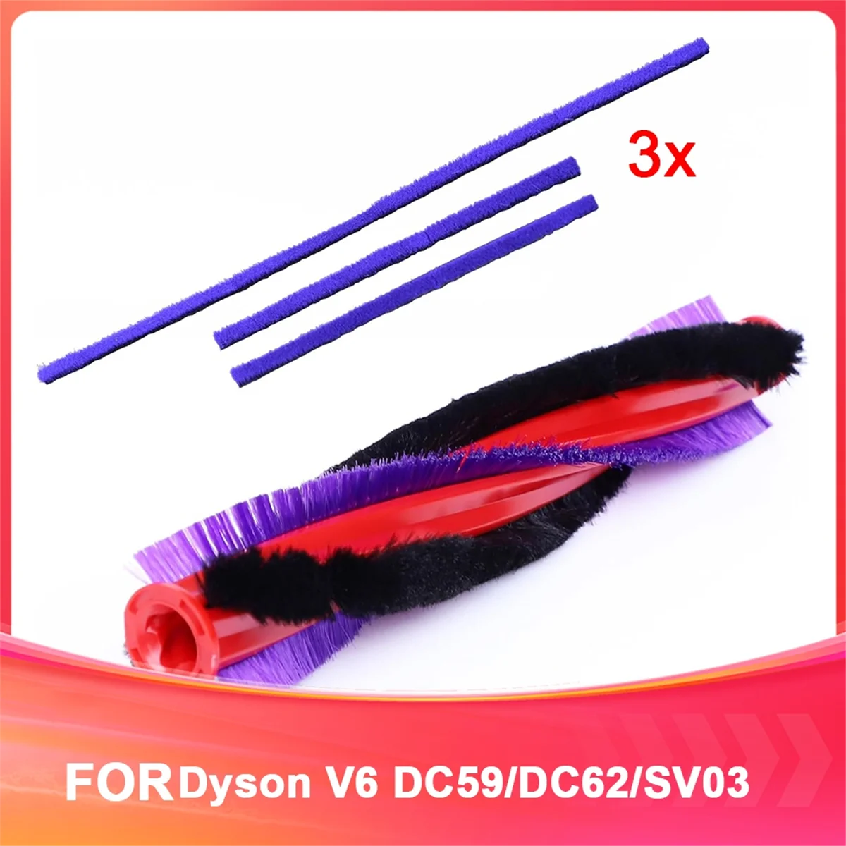 M17K 185mm V6 Brush Roll for Dyson V6 DC59/DC62/SV03 Vacuum Cleaner Replacement Rotating Brush,Plush Strips Replacement