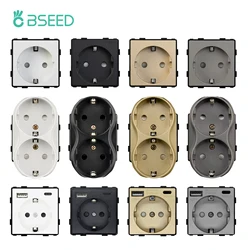 BSEED C 타입 USB 소켓, EU 전원 콘센트, 이중 USB 벽 전기 플러그, DIY 예비 부품, 프레임 무료 조합