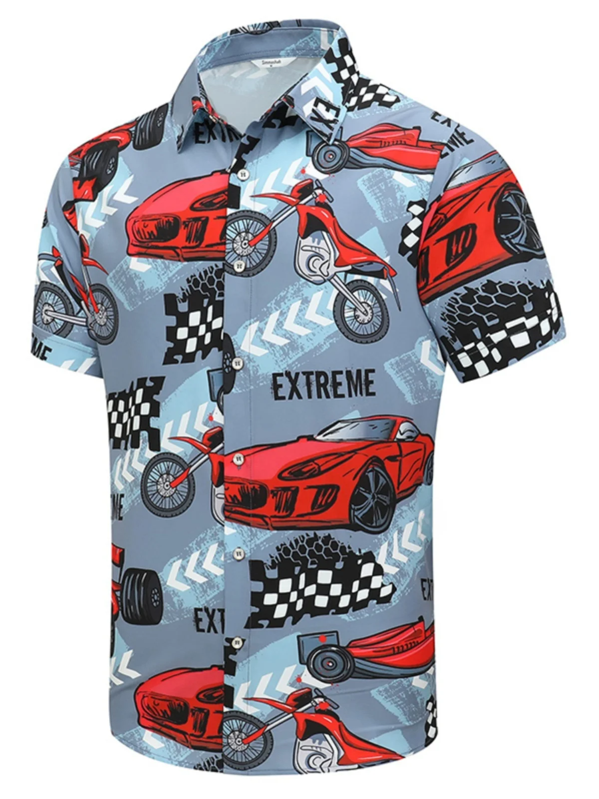 

Men's Printed ort Sve irt Lapel Design Summer Faion Casual Stand Fit Youth ular Sle Other Material 00%