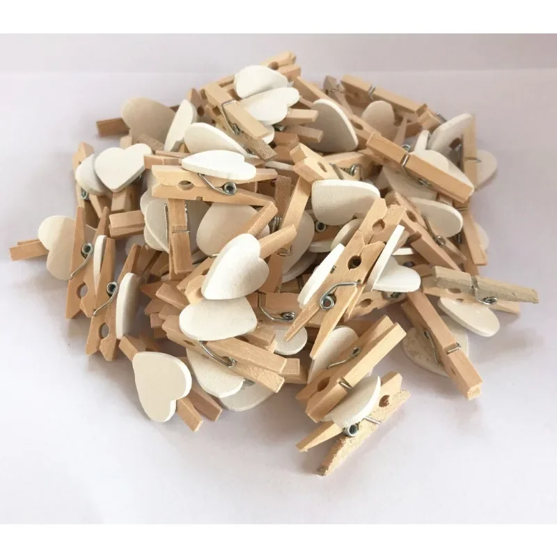 Wooden Cartoon Love Photo Clip 3cm Mini Color Snack Clip Decoration Message Photo Clip Decoration home accessories