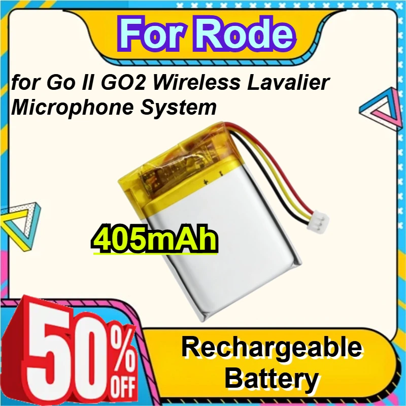 

2Pcs for Rode Go II GO2 Wireless Lavalier Microphone System Replacement Spare Li-ion Accumulator Battery 405mAh