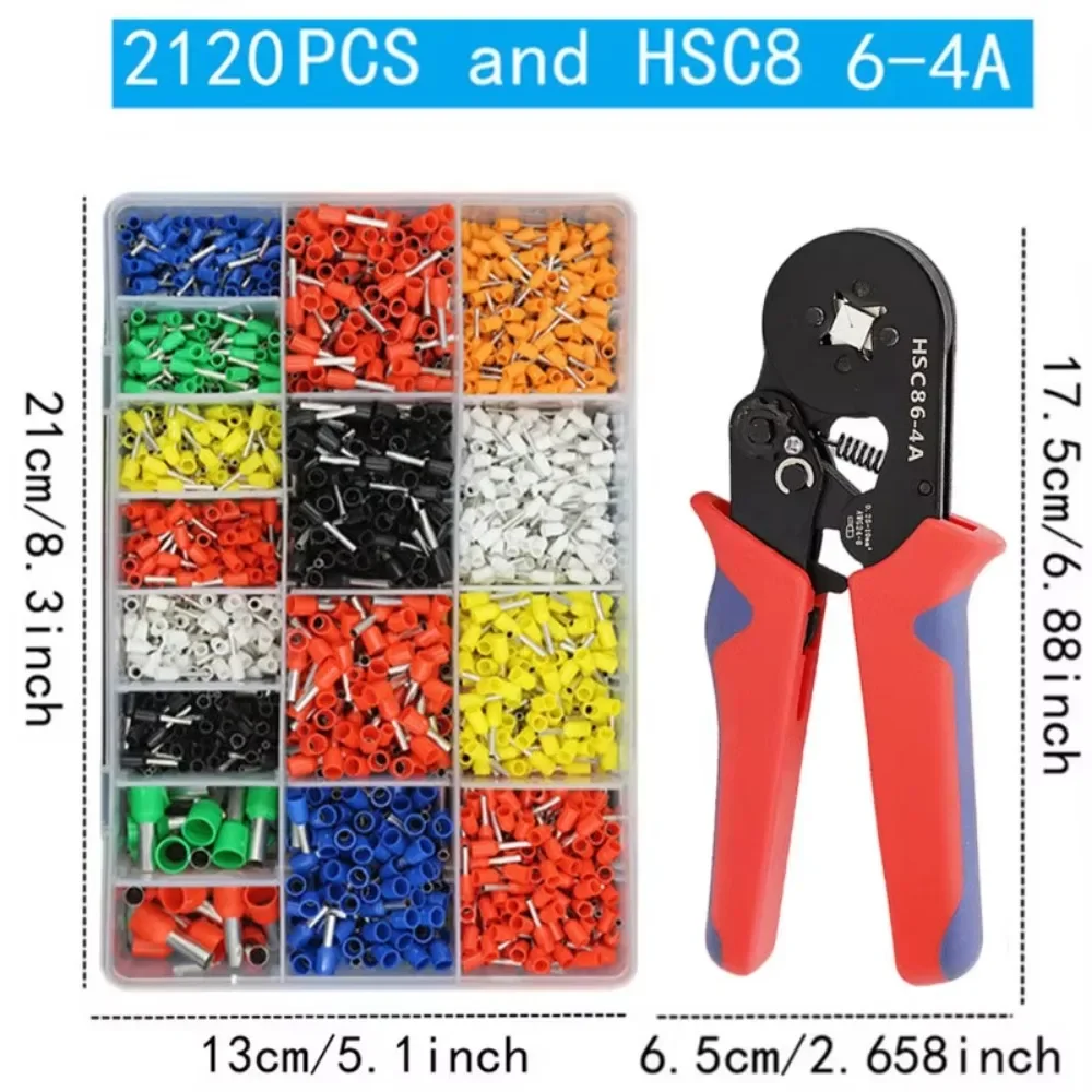 200/700/2120pcs Tubular Crimping Terminal VE Multiple Cold Crimp Terminal Pliers Set Electrical Equipment Wire Connector Pliers