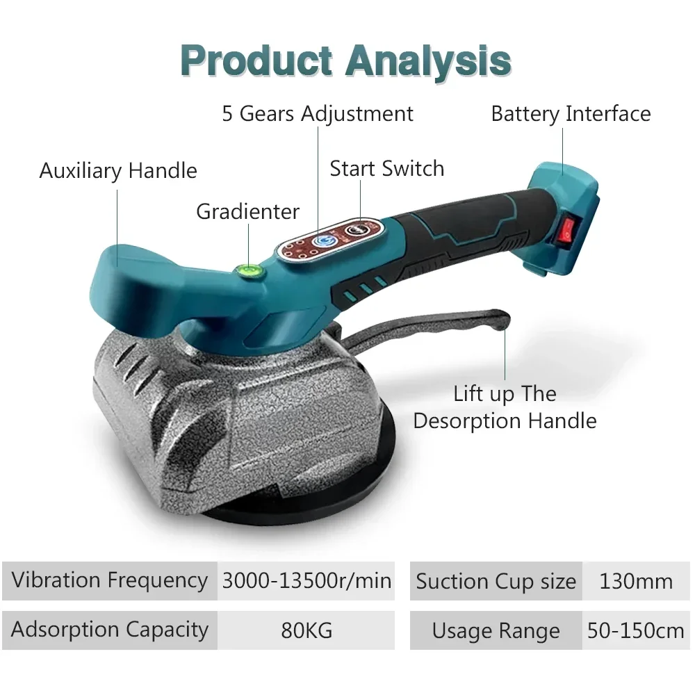 Máquina de ventosa eléctrica para azulejos, herramienta vibratoria de colocación de azulejos de pared, herramientas de utilidad de decoración del