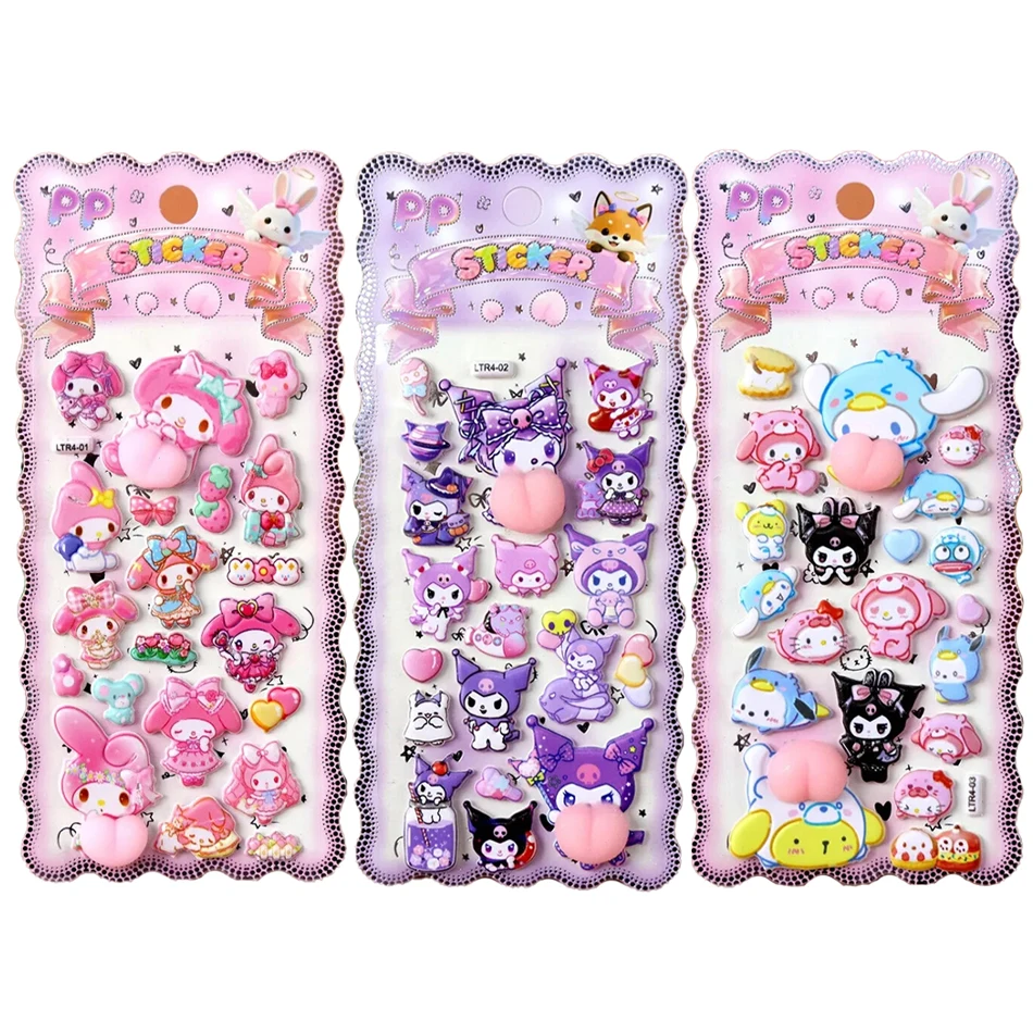 ملصقات سانريو للأرداف السعيدة كورومي ميلودي ملصقات تخفيف الضغط الناعمة لعبة شارات للهاتف المحمول والكمبيوتر المحمول هدية