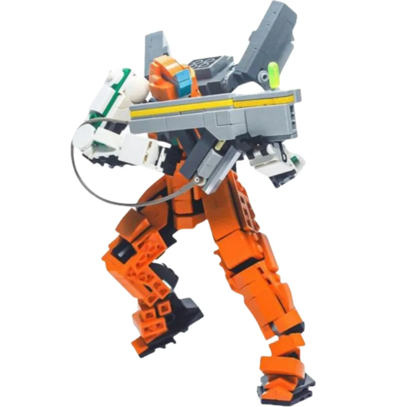 New Orange Sentinel Mech Robot Mech Children's Educational Building Blocks Assembled Model Toy Ornament Hobby Collection Gift