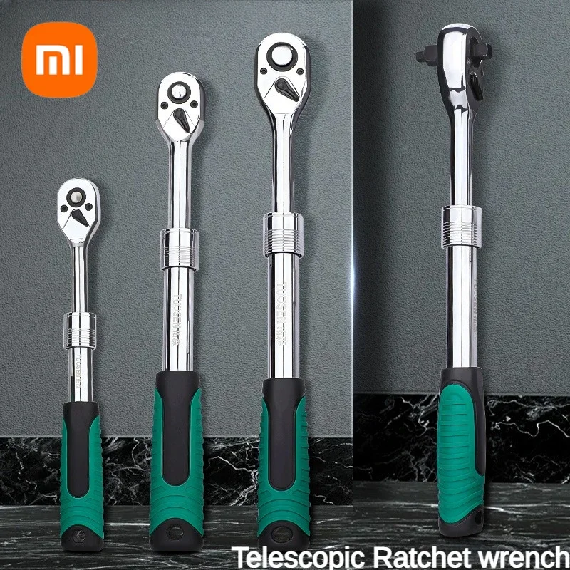 Xiaomi Telescopic Socket Ratchet Wrench for Automotive Repair Adjustable Head Ratchet Set 72 Tooth Quick Release Wrench Tool New