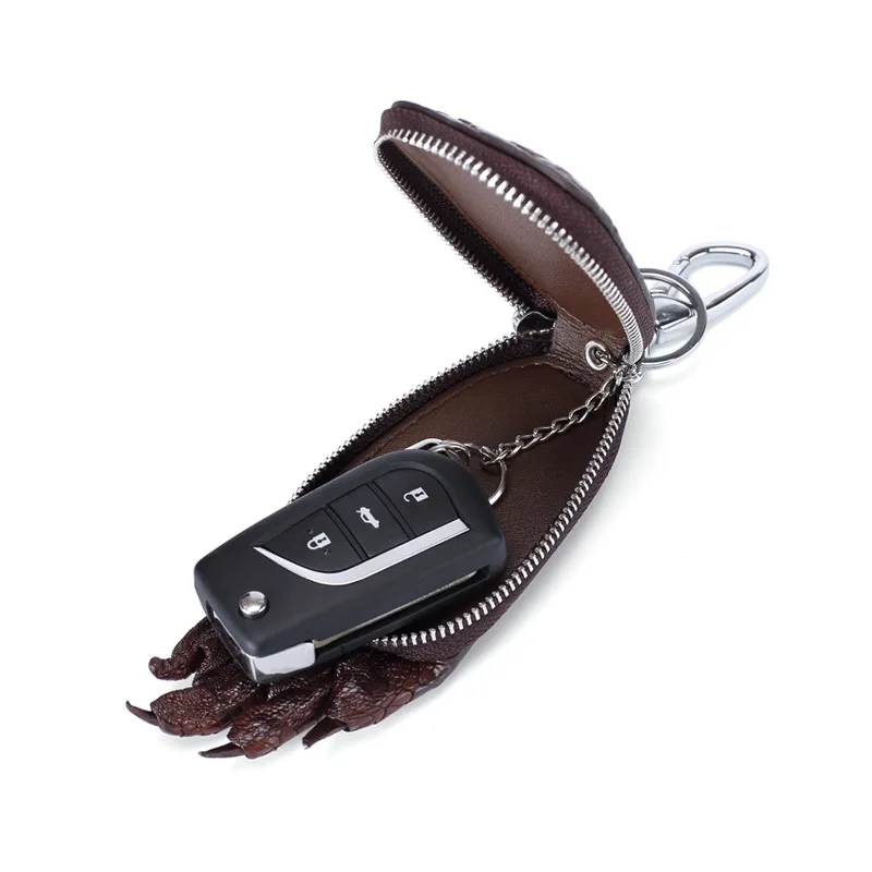 Porte-clés en cuir véritable de Crocodile pour hommes et femmes, sac à clés de voiture, bibelots