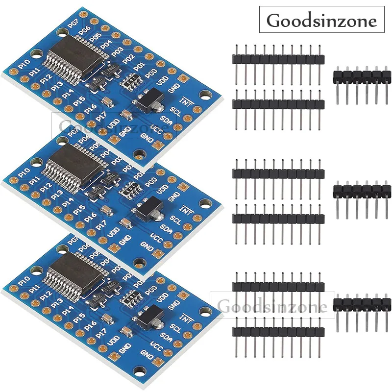 3pcs PCF8575 IO Expander Board Module I2C to 16IO IIC I2C I/O Extension Shield Module 16 bit SMBus I/O Ports for Arduino R3 3pc