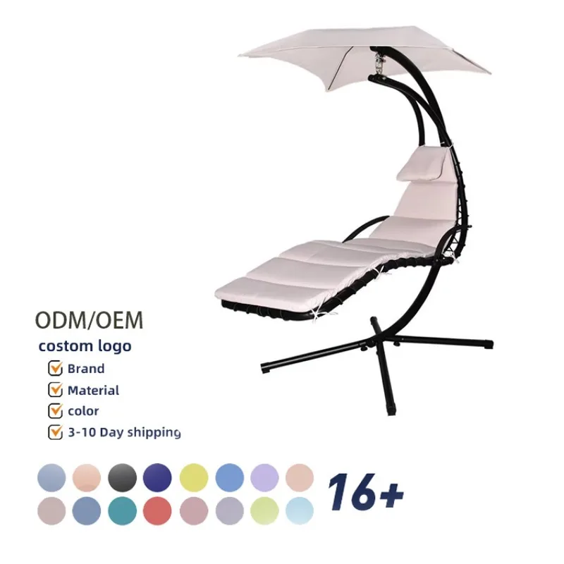 

2026 New Hammock Chair With Stand Hanging Curved Chaise r With Removable Canopy Outdoor Swing Chair With Built-in Pillow