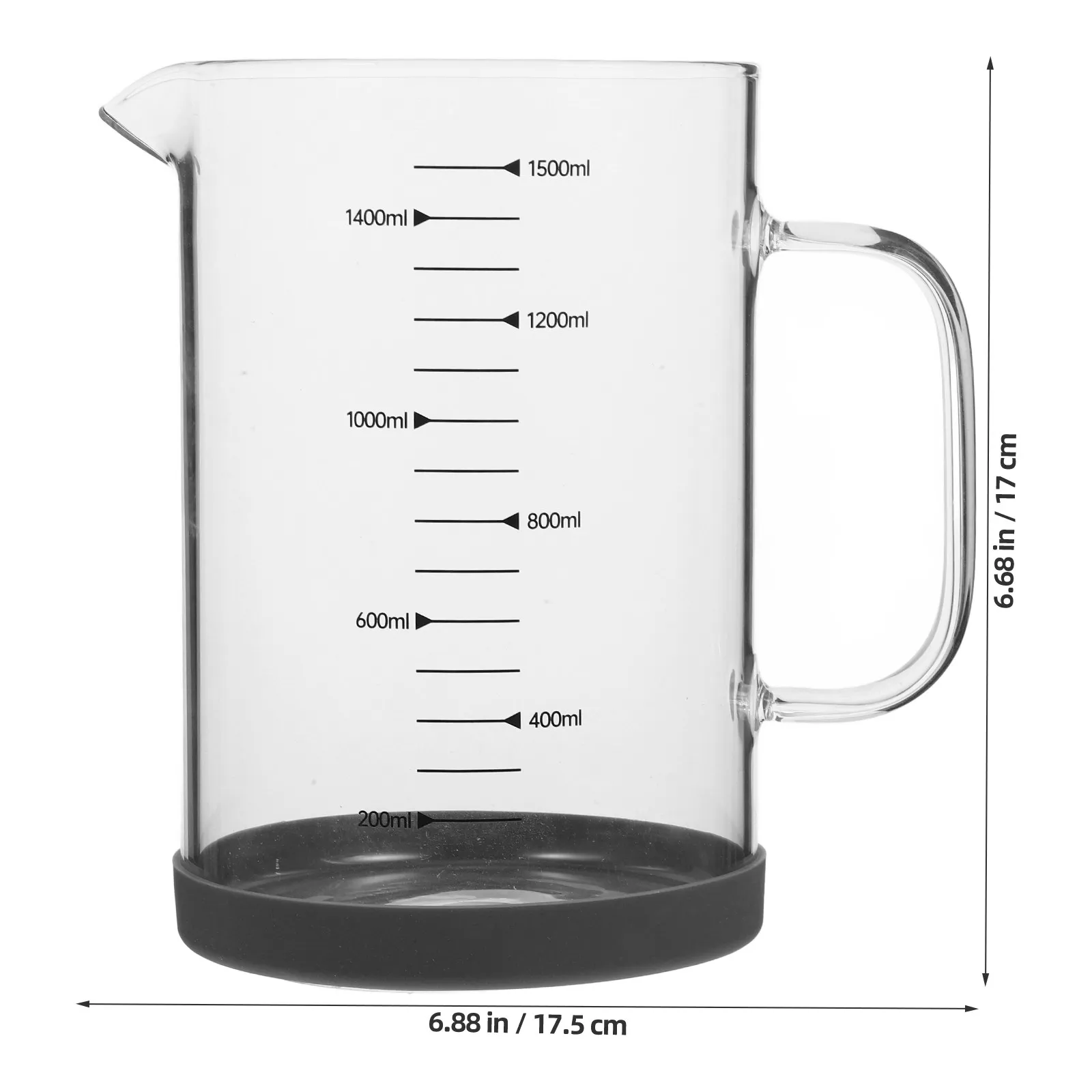 1500Ml Large Glass Measuring Cup with Scale and V Shaped Spout for Coffee Milk Drinks Baking Cooking Restaurant Kitchen Liquid