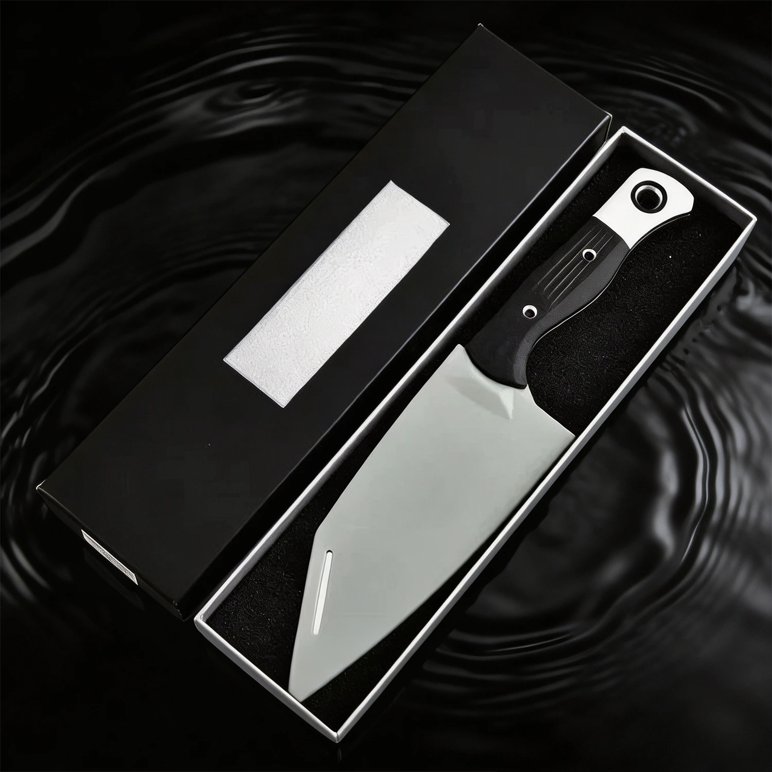 

4010BK-01 High Carbon D2 Steel Full Tang Fixed Blade Knife, Ergonomic G10 Grip, Practical Outdoor Carry Knife & Kitchen Use