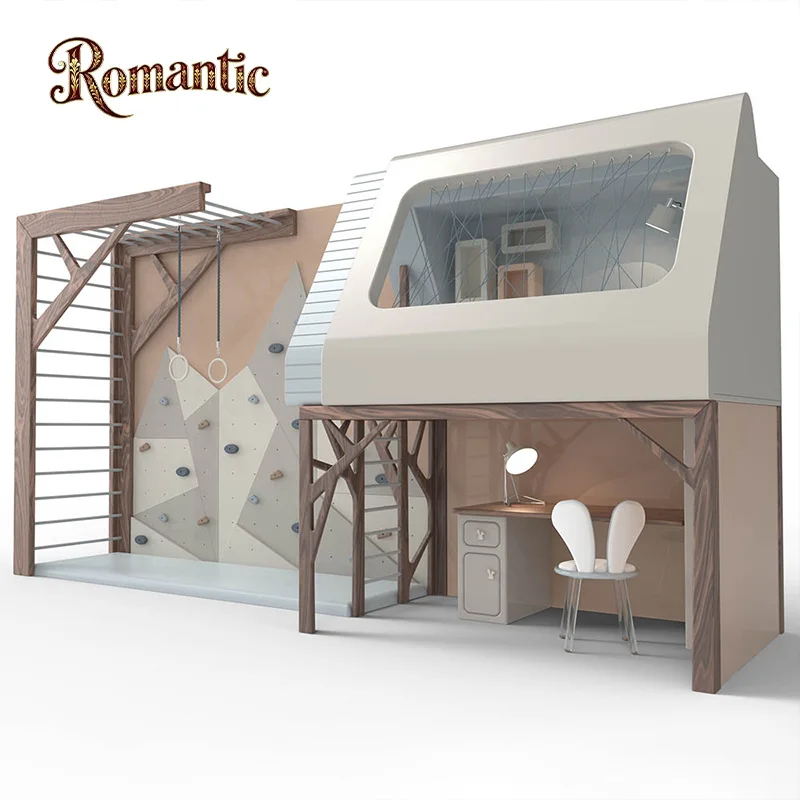 Modern Creative Elegant European Design Solid Wood Children's Bunk Bed Fairy Tale Rest Entertainment Furniture Set for Hotel Use