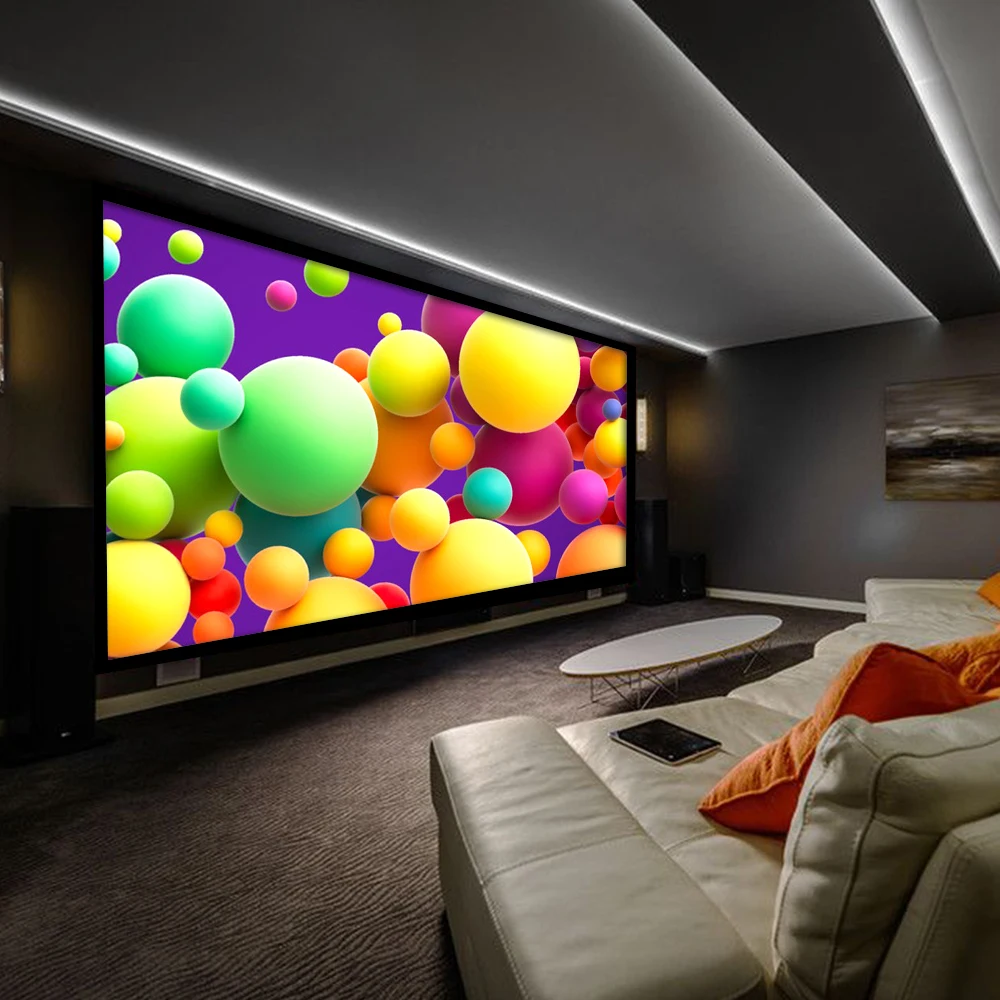 

92-300-дюймовый фиксированный экран, широкая рамка, 60/90 мм, 16:9, проекционные экраны ALR для проектора с длинным ходом 4K/8K