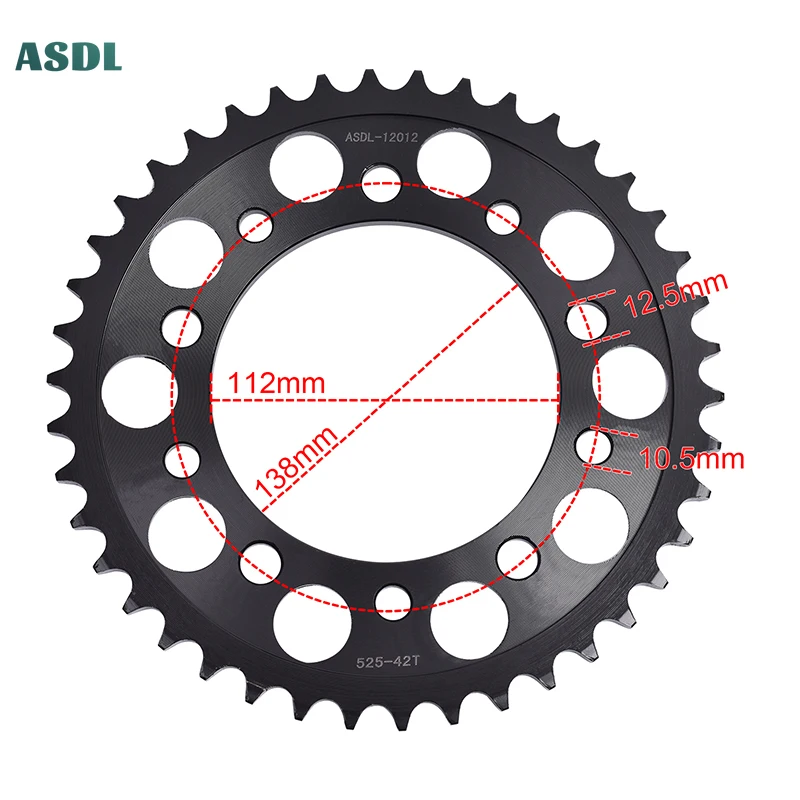 

525 42T 42 Tooth Rear Sprocket Gear For Honda CB600 CB600S CB600F Hornet CBF600 CBF600N CBF600S ABS CB650 CB650F CBF CB 600 650