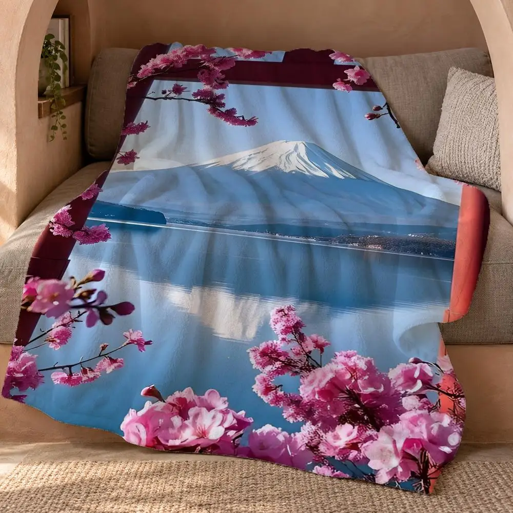 Mount Fuji Throw Double Sided Flannel Throw Blanket Soft Travel Camping Sofa Bed Home