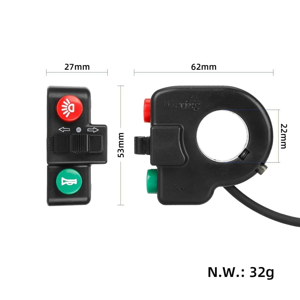 Switch Button Multi-Function Control Headlight FOR HORN Turn Signal Functions For Adult Electric Bikes And Scooters Black ABS