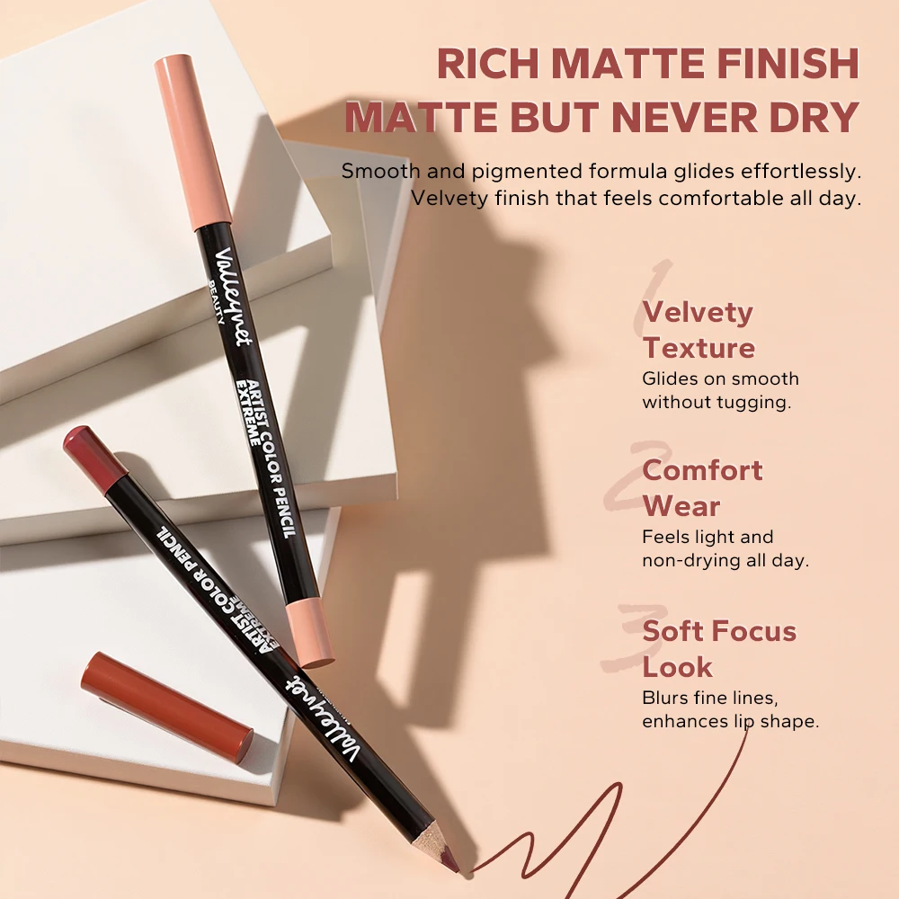 2 ชิ้น/เซ็ตชุดลิปสติกเมทัลลิกและลิปไลเนอร์, แต่งหน้าเต็มหน้า, กันน้ำติดทนนาน และเปล่งประกายเหมือนเอฟเฟกต์มุก