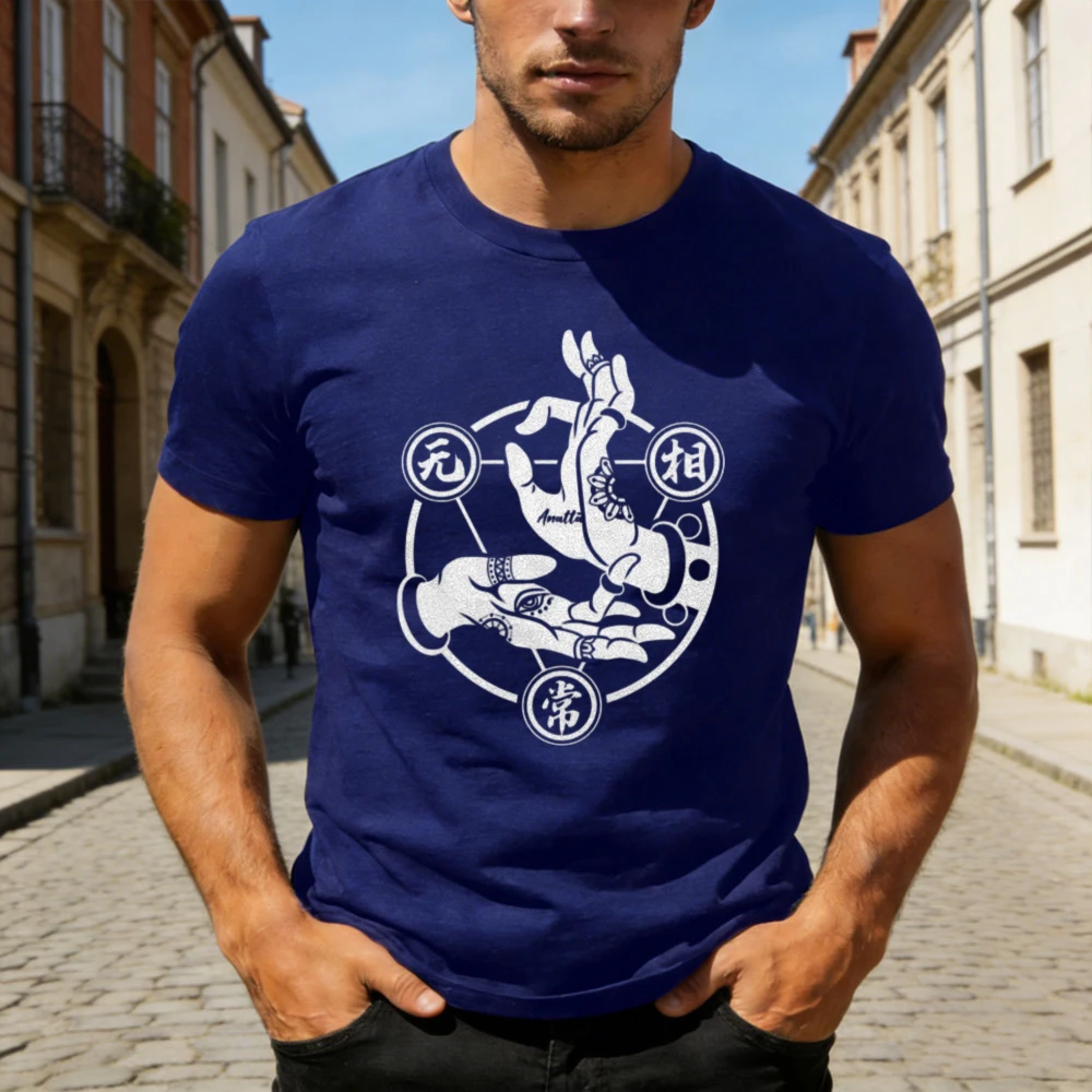 Buddhism Mudra T-Shirt Unisex Summer Tops Short Sleeved Clothes Round Neck Loose T Shirt Harajuku Style Clothes Tops