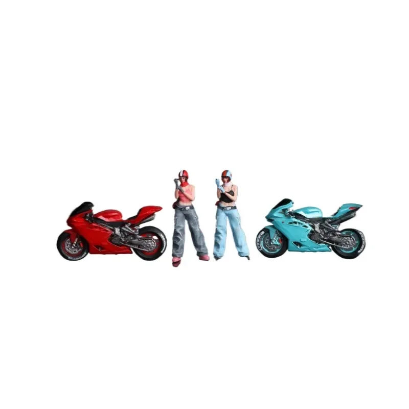 

Motorcycle girl doll set resin model
