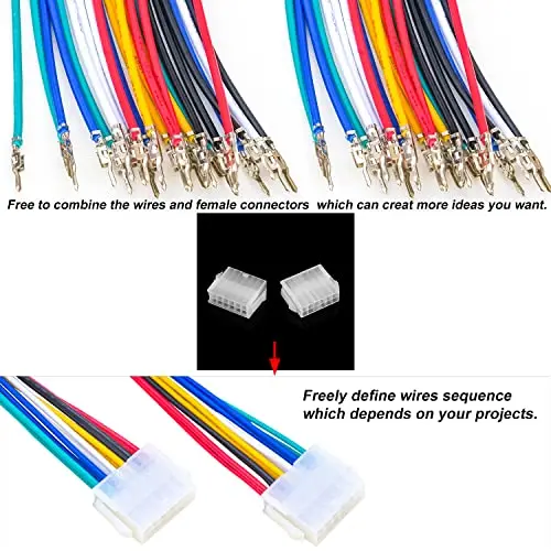 M Mini-Fit Jr 4.2mm Pitch Connector with 20AWG Pre-Crimped Cables,Compatible Molex Mini-Fit Jr Dual Row (TC-MX4.2-5557-Dual)