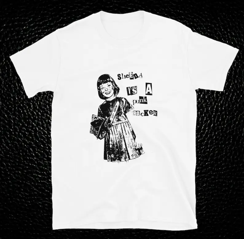 Sheena masculina é uma camisa punk rocker, camiseta de algodão, T-Neck, roupas de manga curta, tamanho grande