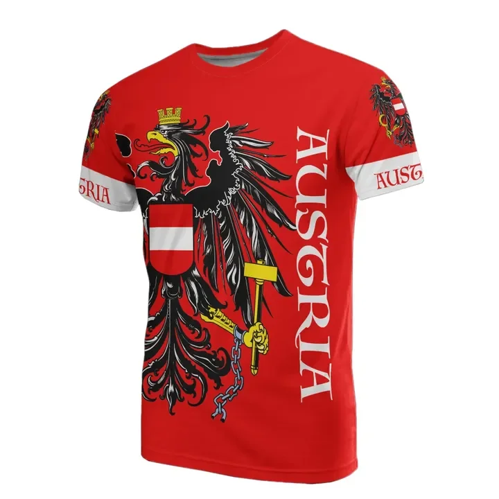 النمسا العلم شعار خريطة الجرافيك تي شيرت الشعار الوطني النسر تي شيرت للرجال الملابس قميص رياضي معطف الموضة من الأسلحة الصبي القمم #4