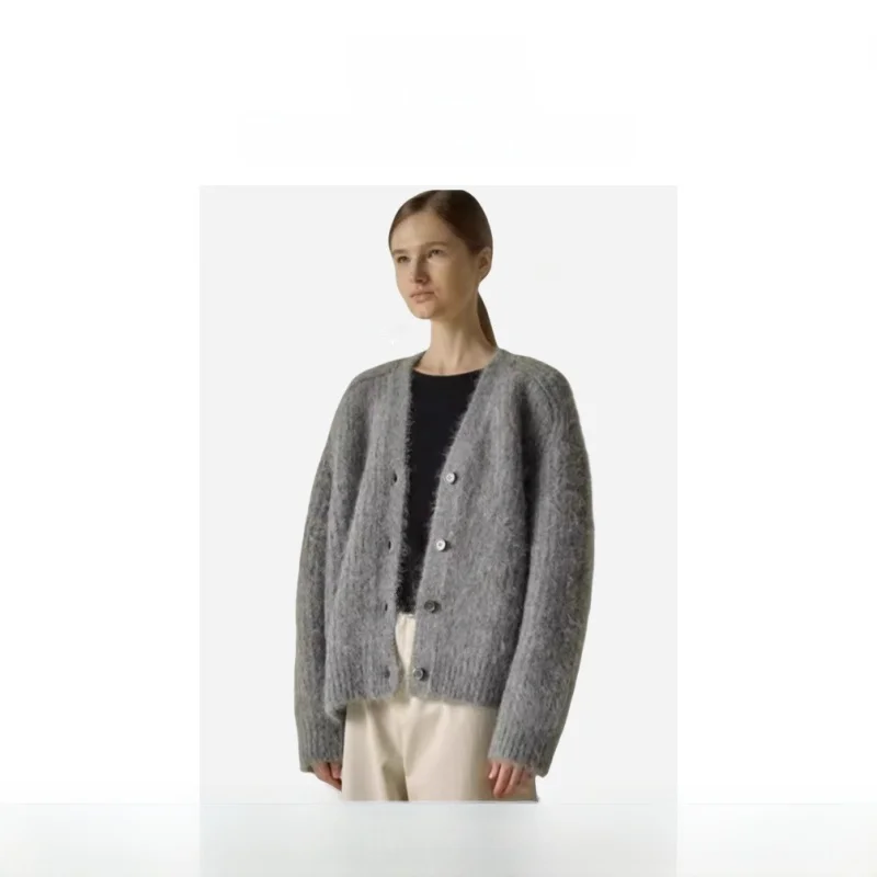 

Ничего письма, весна-осень, вязаный свободный свитер с v-образным вырезом из верблюжьей шерсти, удобный длинный женский топ Sve Commute Sle