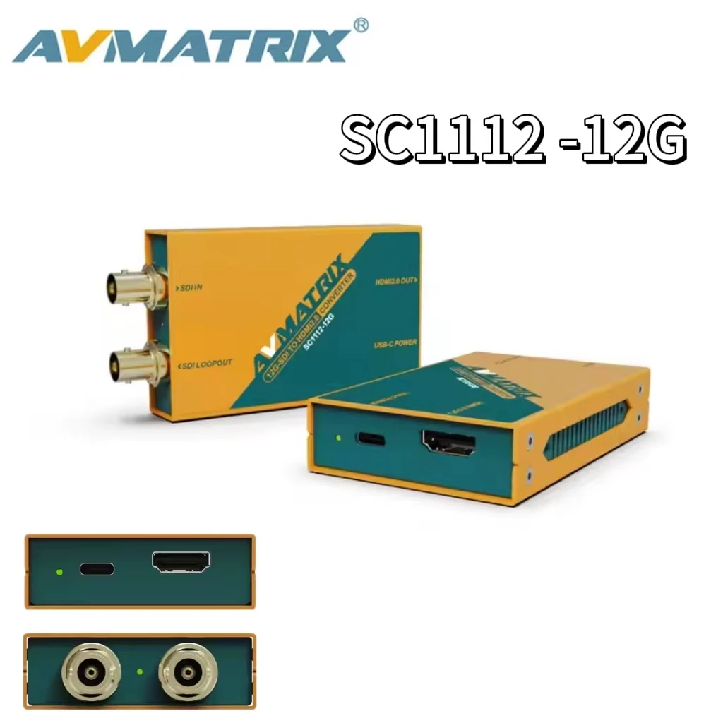 محول بث AVMATRIX SC1112-12G 12G-SDI إلى HDMI 2.0 4K متوافق مع دقة 4K60HZ طاقة USB من النوع C