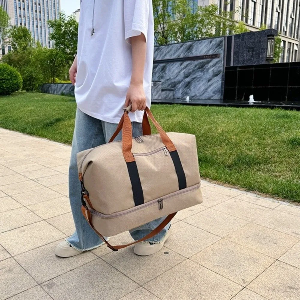 Large Capacity Short-haul Travel Bag Waterproof Gym Hand Luggage Handbag Single Shoulder with Shoes Bag Pull-rod Boarding Bag