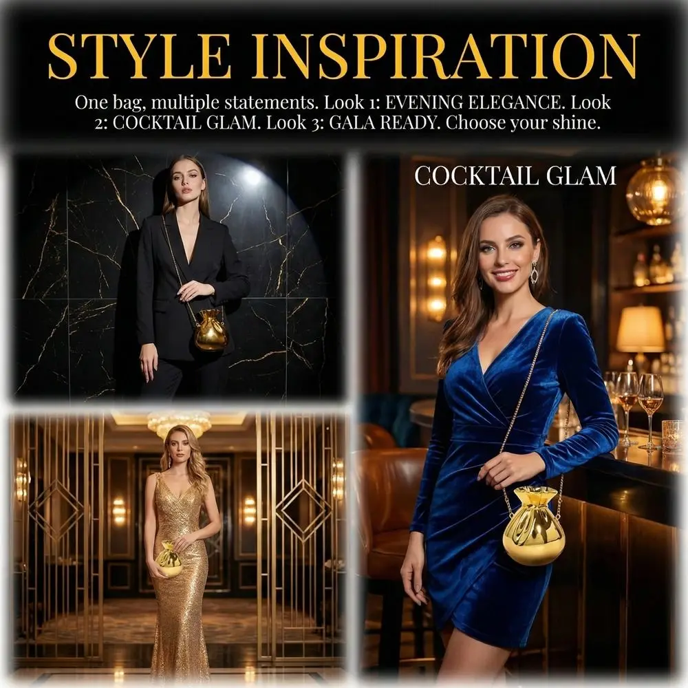 

Elegant Acrylic Chain Handbag Magnetic Clasp Solid Color Bottle Shape Evening Bag Silver Gold Women Clutch Purse Evening Party