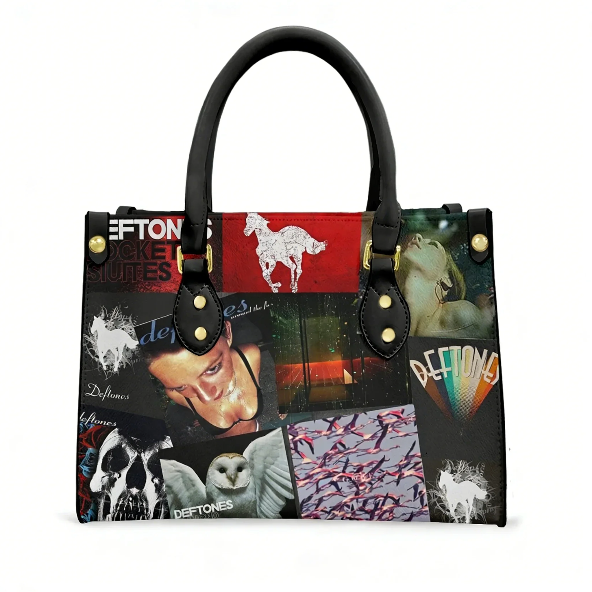 

Сумка-тоут Deftones Metal Rock Band, женская и мужская, с персонализированным текстом и изображением, из искусственной кожи, для бизнеса, шопинга, подарочная сумка
