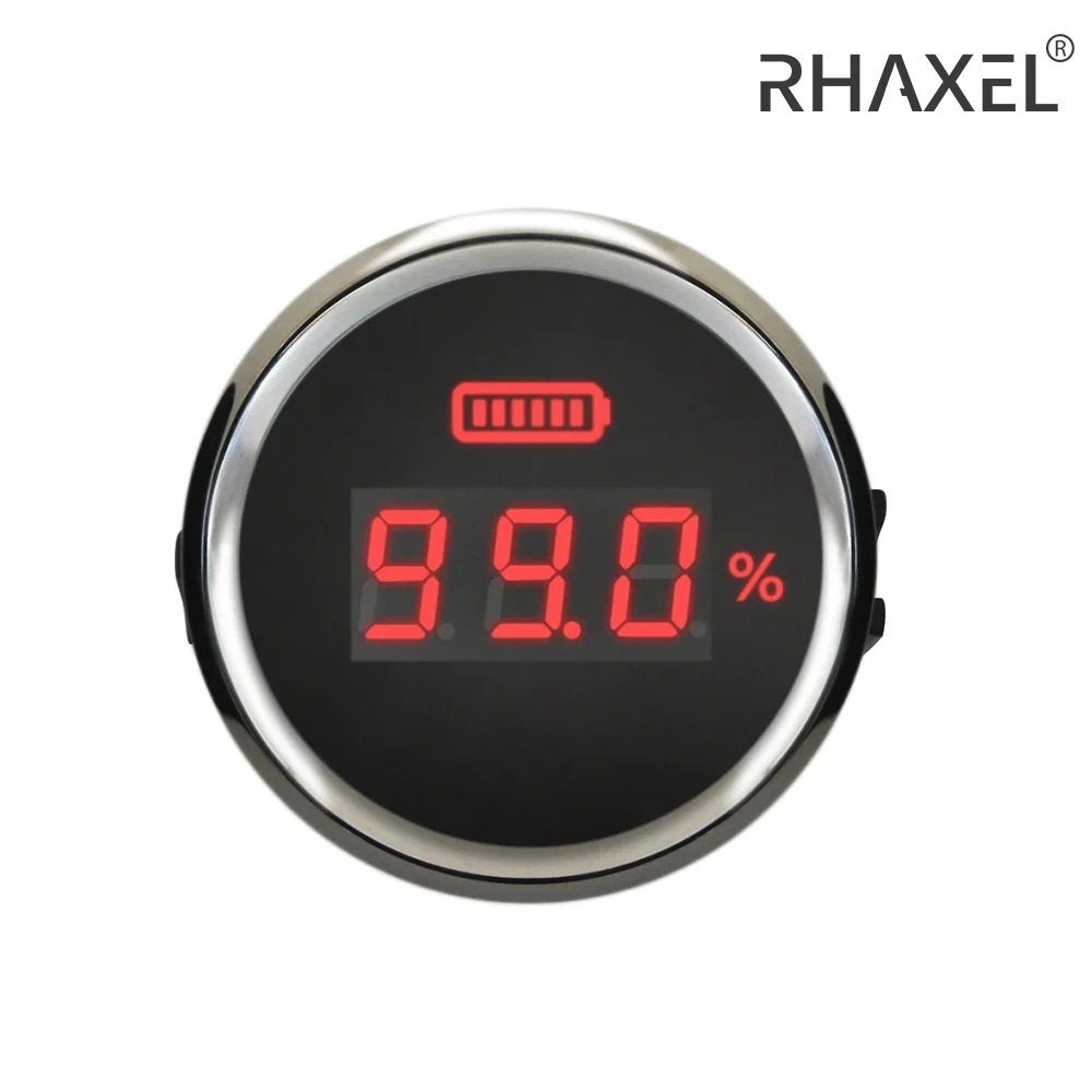 

RHAXEL 52 мм 0 ~ 100% измеритель емкости аккумулятора, цифровой индикатор уровня заряда аккумулятора, светодиодный дисплей с красной подсветкой для автомобиля, лодки