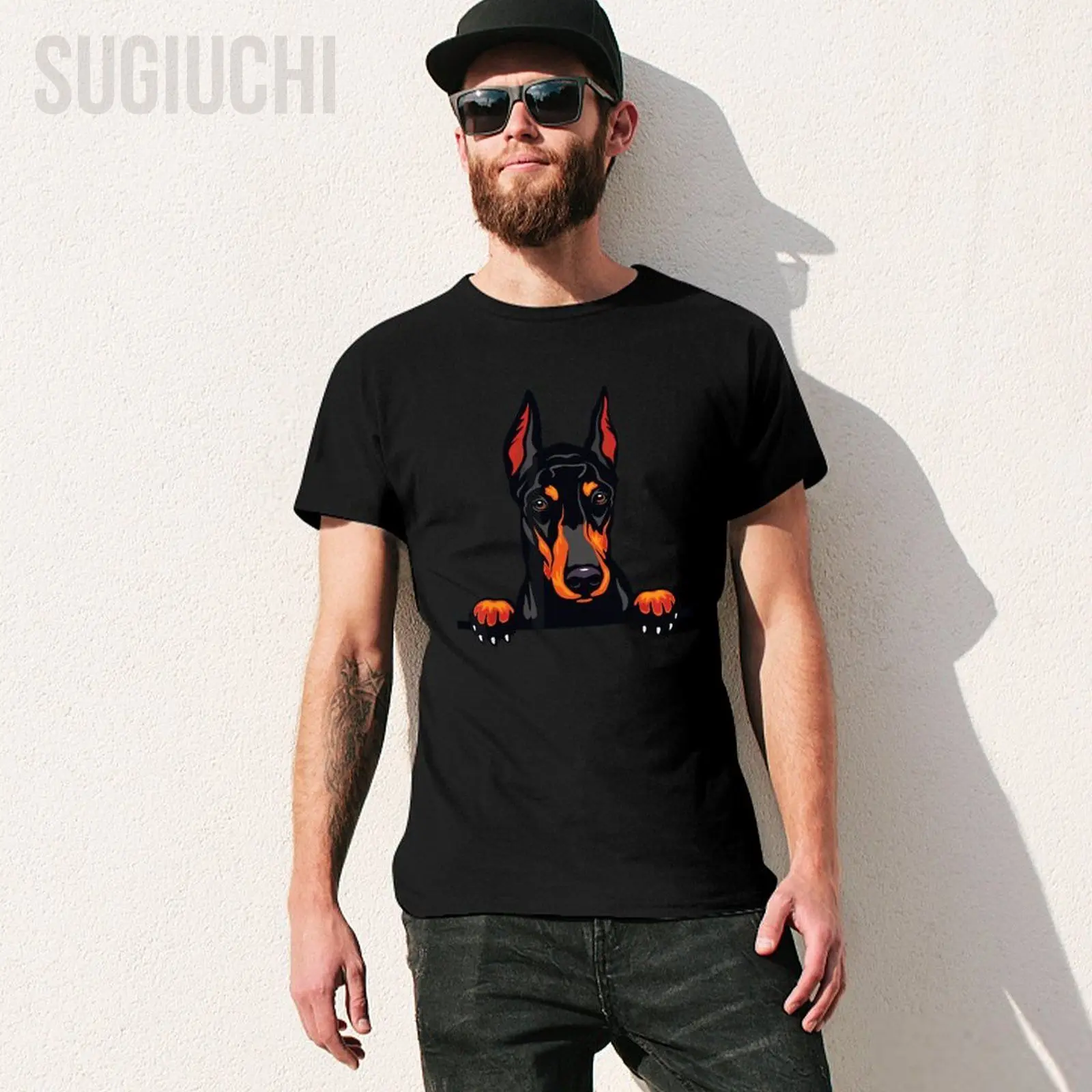 Unisex Men Doberman Dog Breed Popping Up Fun Doberman Owner Tshirt Tees T Shirts Women Boys 100% Cotton T-Shirt