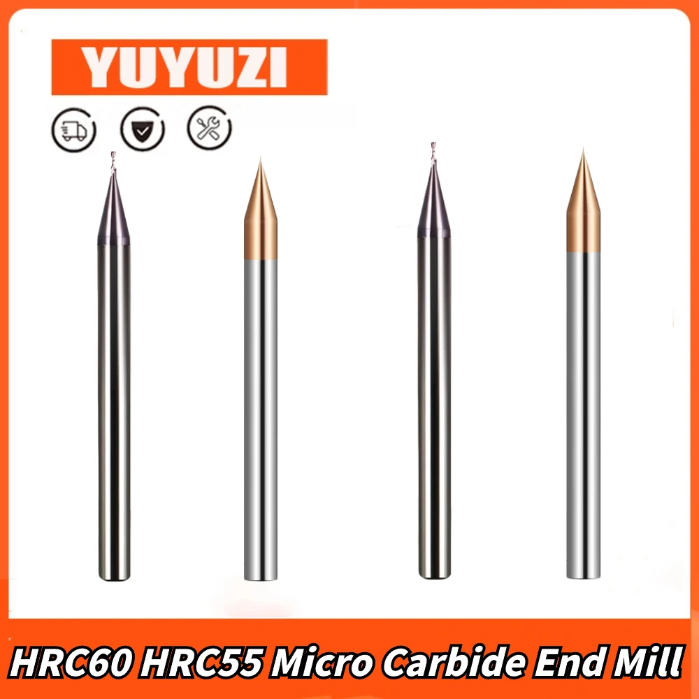 

HRC60 HRC55 Micro Carbide End Mill 2 Flutes 0.2-0.9mm TiAIN Micro Flat 4mm Shank Milling Cutter Mirco Carbide CNC Engraving Bit