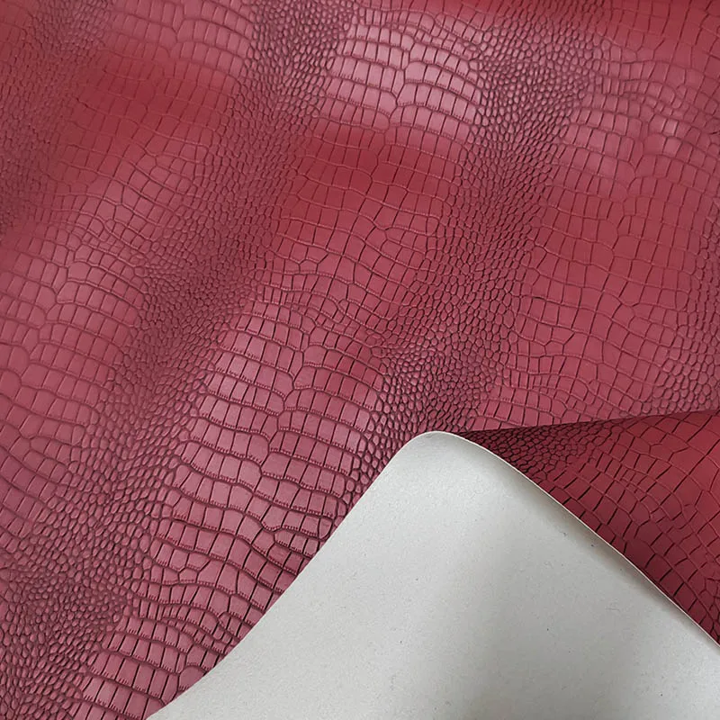 Good,Wine Red Matte Crocodile PU Leather Fabric,Bump Stripe Imitation Genuine Leather Fabric,Sewing Material,DIY Bag,Sofa Cover - view 6