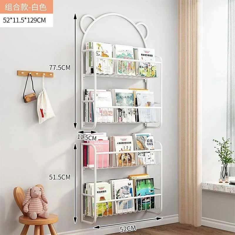 Simple Metal Bookshelf Study Kids Student Picture Book Storage Rack Wall Hanging Shelf Bookcase Kids etagere rangement Furniture