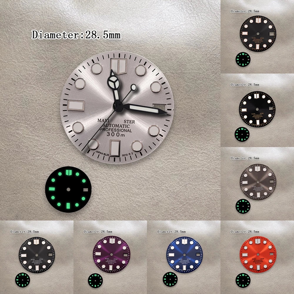 

﻿ 28.5mm S Logo E-namel New NH35 Dial Fit NH36/4R/7S Movement Green Luminous High Quality Watch Modification Accessories