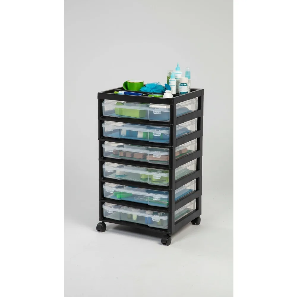 

6-Tier Rolling Storage Cart with Clear Cases for Scrapbook Paper, Craft Supplies & Office Organization