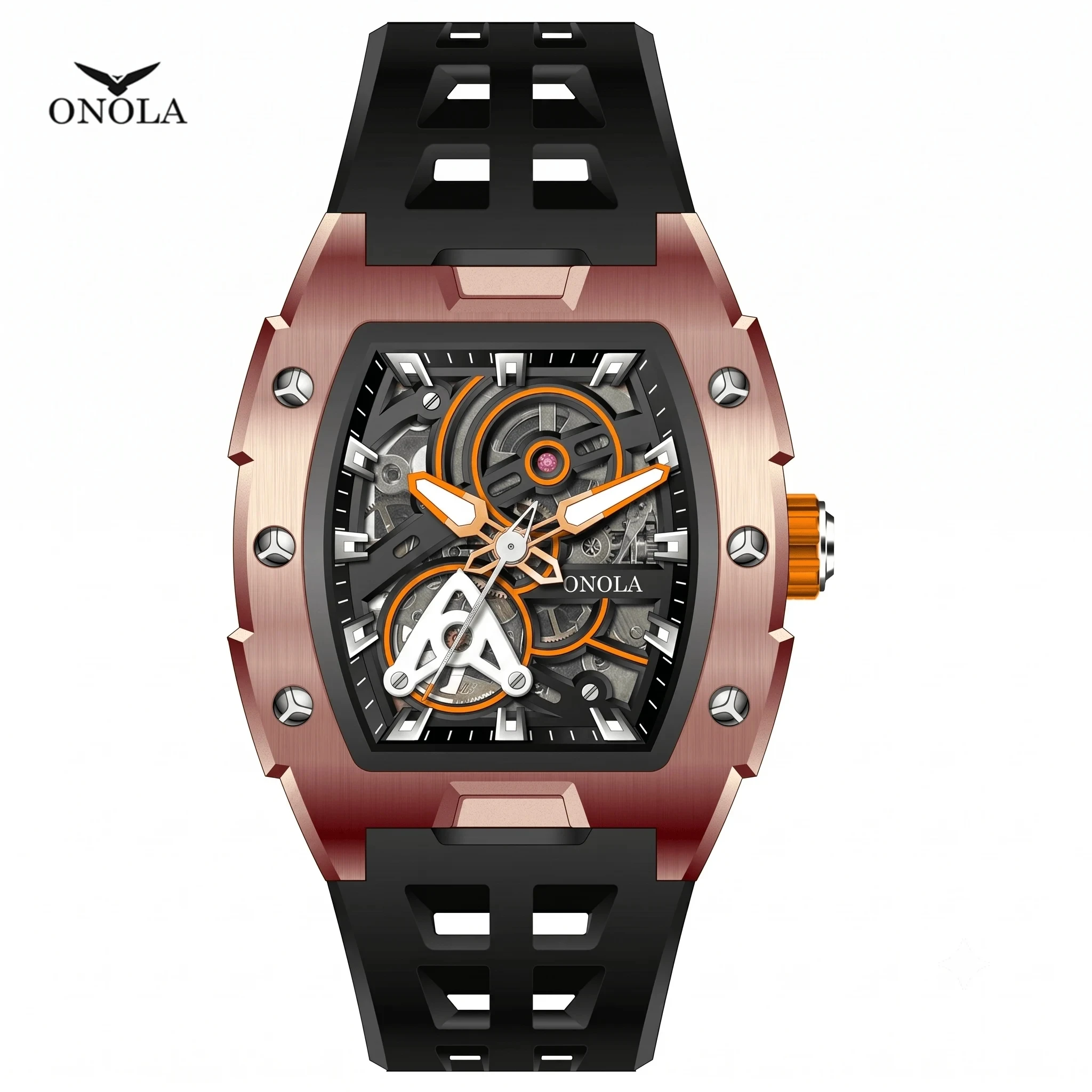 ONOLA Top Brand New Desgin 3873 Fashion Men's Watch Luxury Hollow Out Automatic Movement Waterproof Mechanical Watch for Man