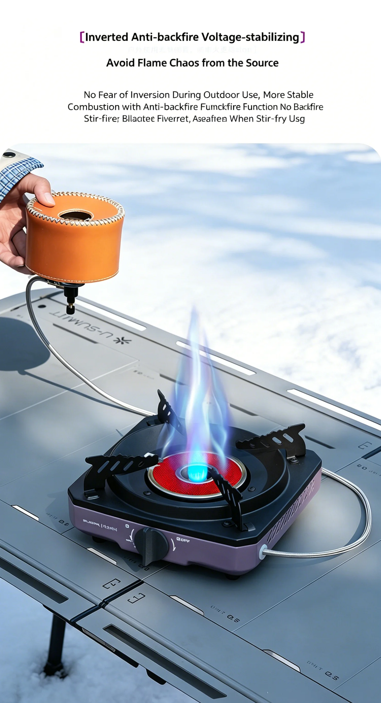 8000W Infrared Gas Stove Portable Split Burner Windproof Camping Cooker Steel Body Tea Boiling Outdoor Cooking Equipment