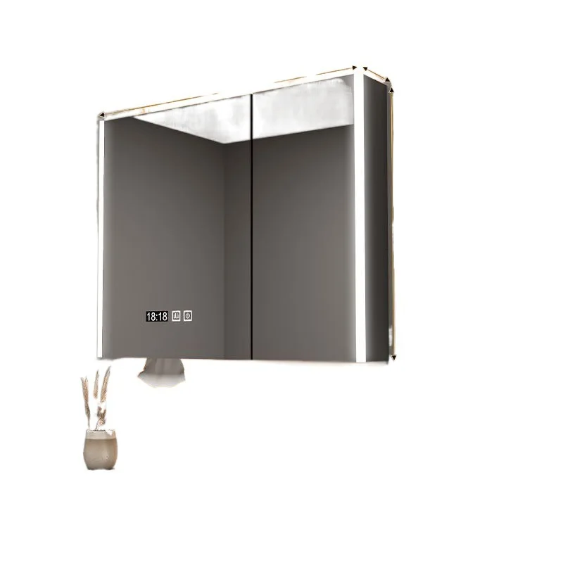 

Solid wood bathroom smart mirror cabinet, separate wall-mounted type, with lamp defogging