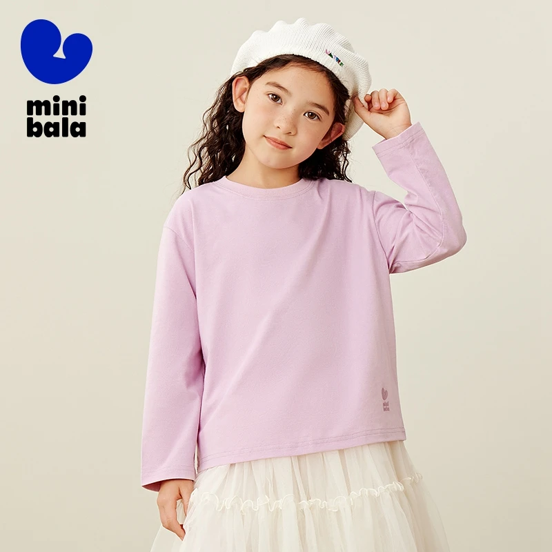 Mini Bala Long Sleeve T-Shirt for Children Autumn Parent-Child Family Basic T-Shirt.