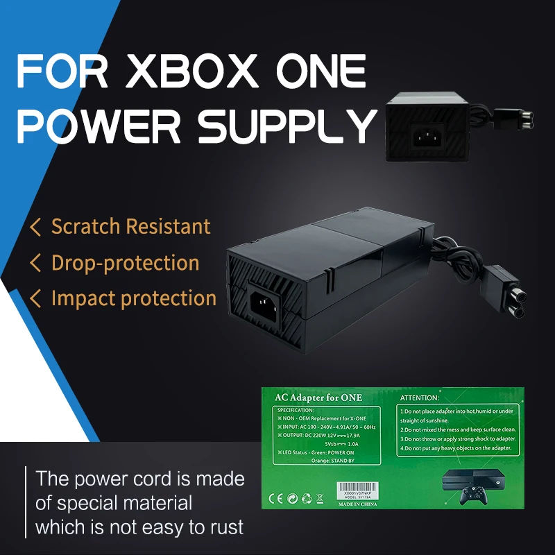 Power Supply Brick Power Adapter For Xbox One Xbox AC Adapter Replacement Charger Power Cord Cable For Microsoft Xbox One