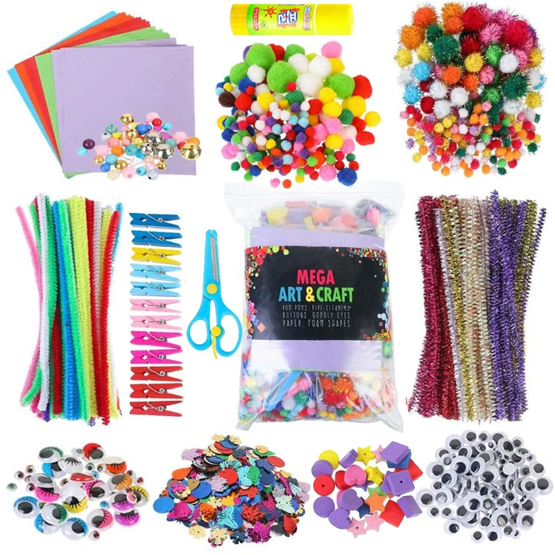 Arts and Crafts Supplies for Kids All in One DIY Crafting School Kindergarten Homeschool Supplies Arts Set Toys for Children