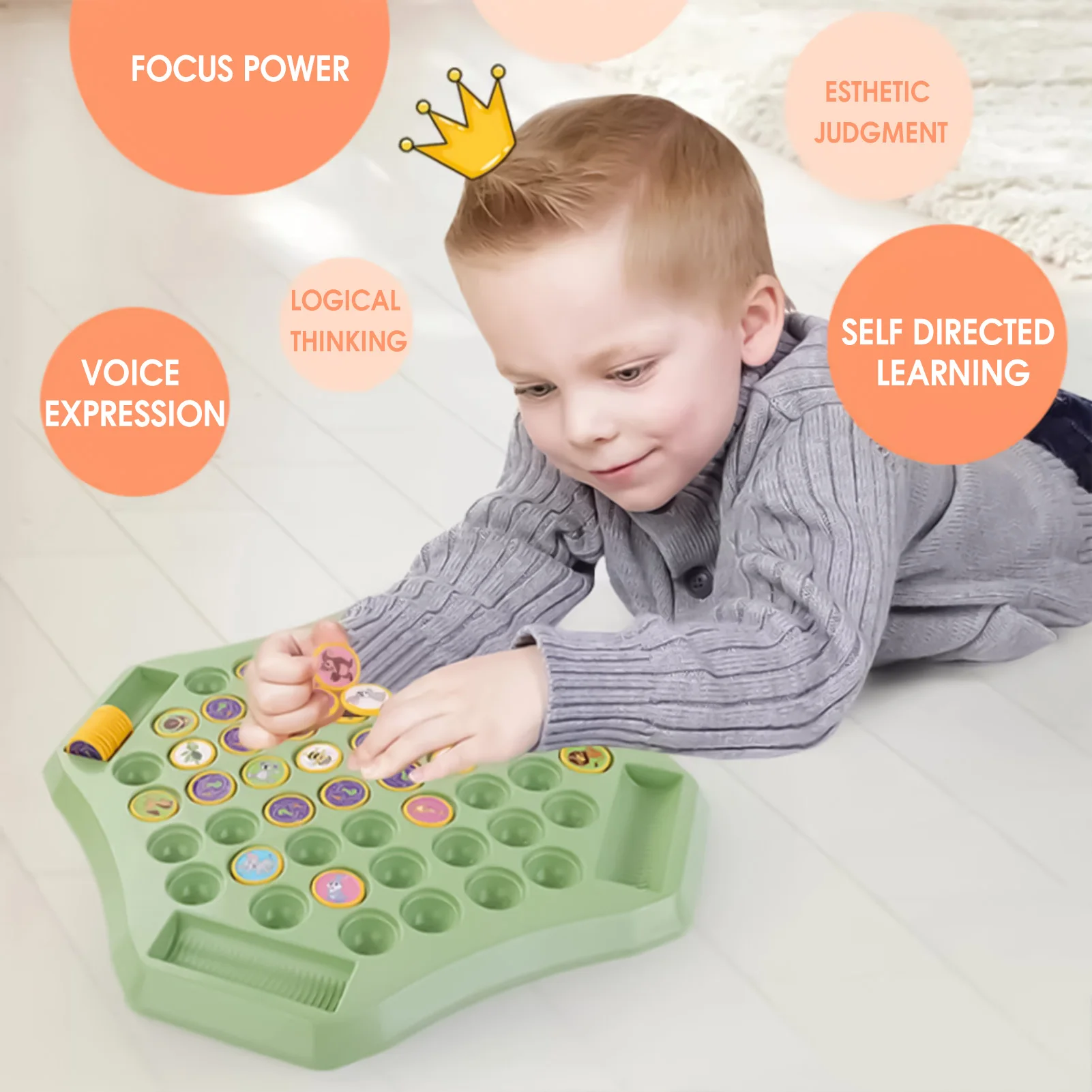 Memory Game Educational Chess for Kids Toddlers Montessori Animal Fruit Matching Toy Cognitive Thinking Training Gift Set