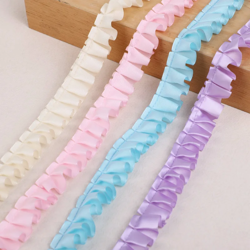 3Yards Ruffle Unilateral Satin Ribbon Trim 40mm Sewing Wed Doll Dress Craft  Applique DIY Sewing Crafts Home Decoration Supplies
