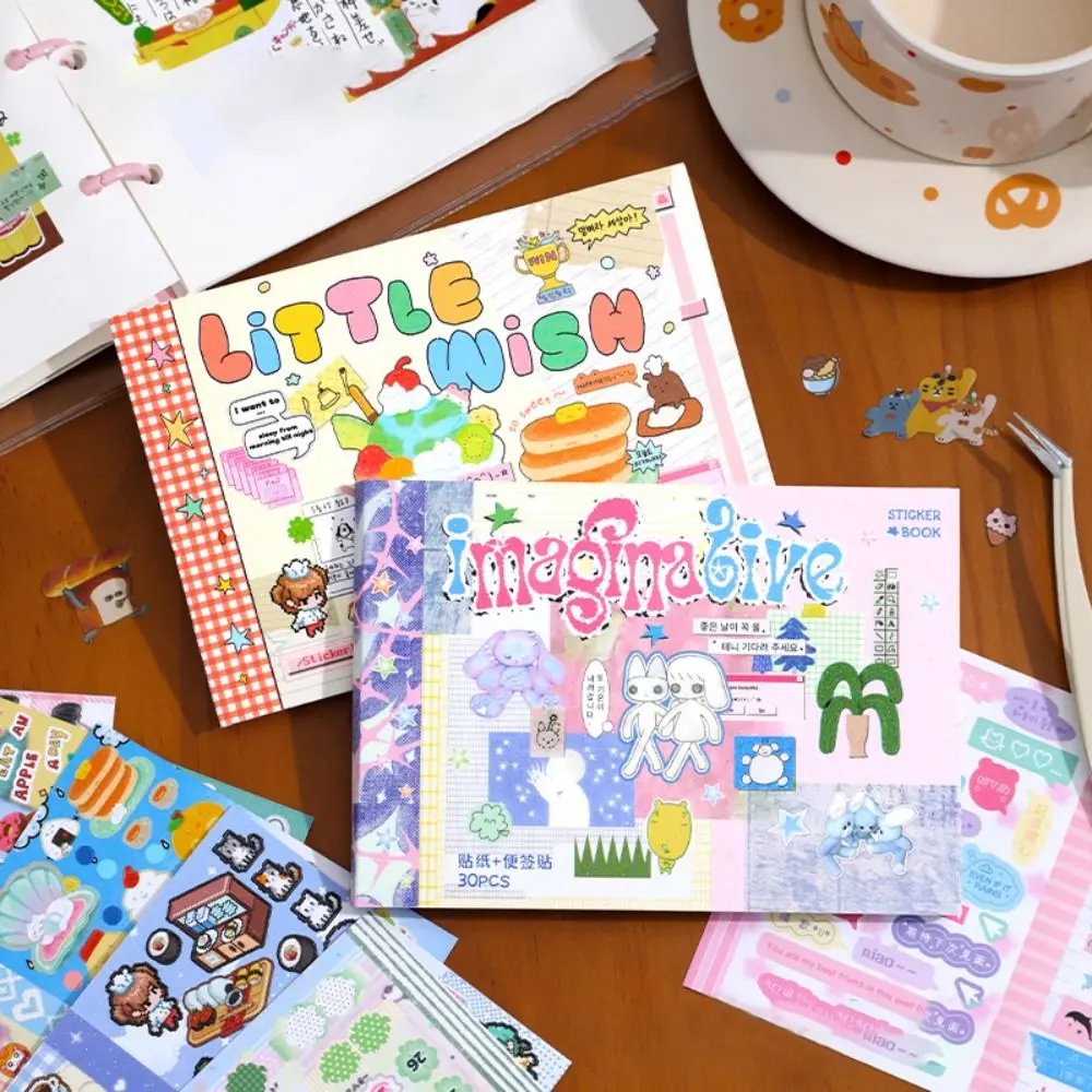 

Cute 30 Sheets Sticker Book DIY Cartoon Diary Sticker Gift Scrapbook Sticker Stationery Supplies
