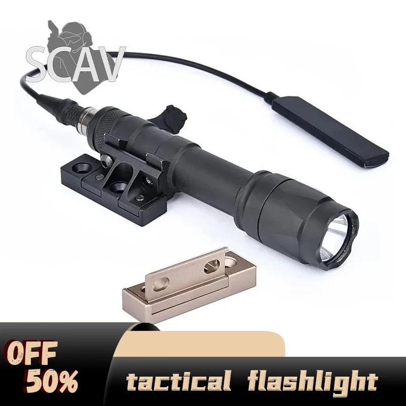 WADSN M600C Flashlight Tactical M300A Scout Light Airfsoft Accessories Hunting Weapon Light Mount KeyMod M-LOK Rail Offset Base